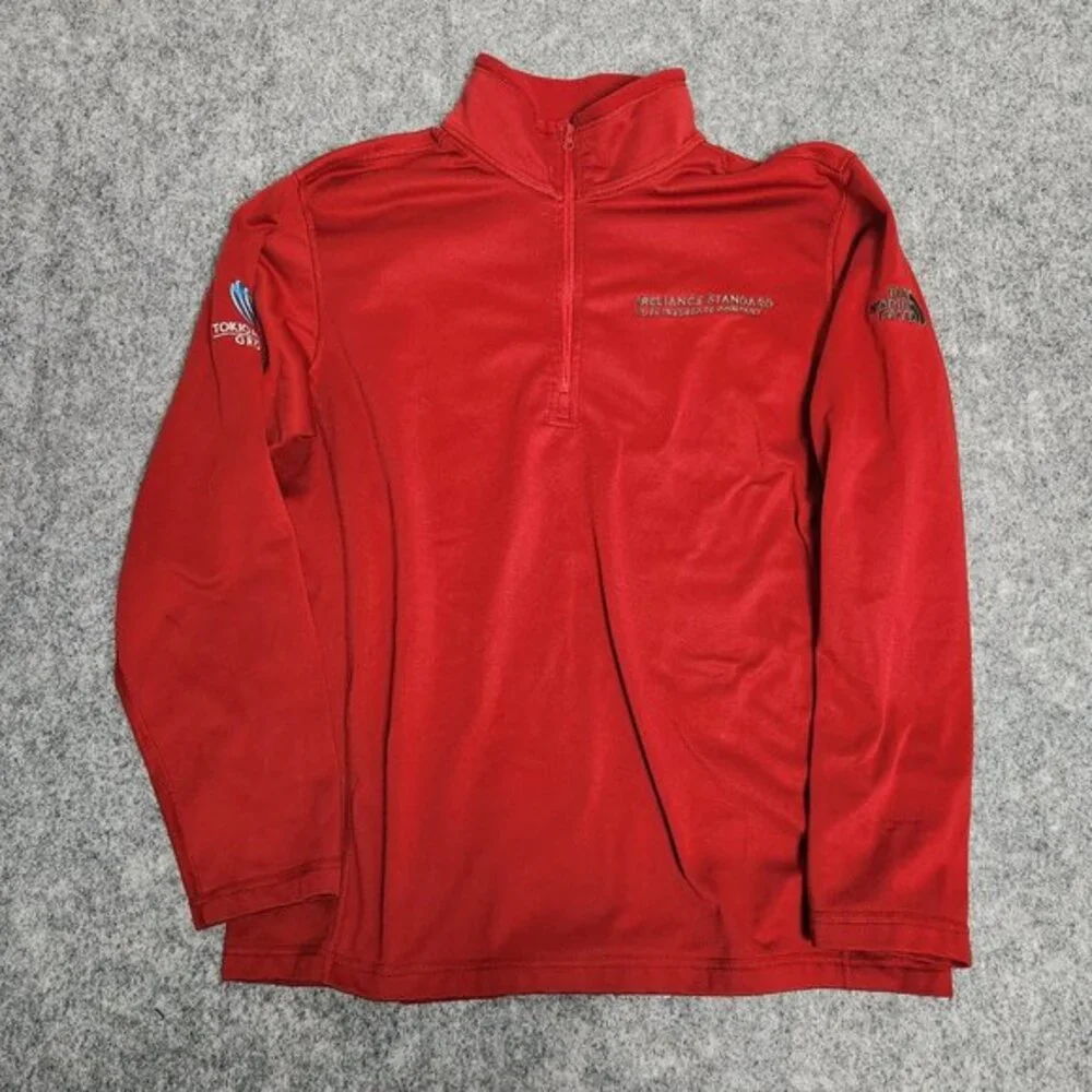 The North Face Sweatshirt Men L Red Quarter Zip Long Sleeve Pullover Activewear‎